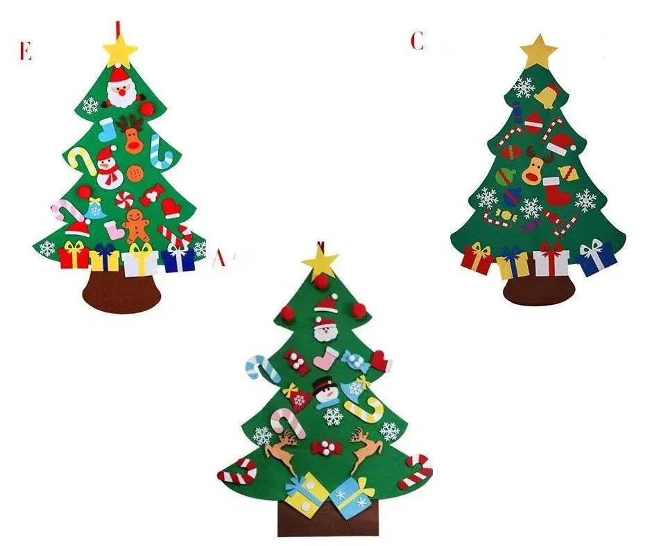 DIY Felt Christmas Tree New Year Toddler Kids Handmade Gift Toys Door Wall Hanging Ornaments Holiday Party Home Decor Set 