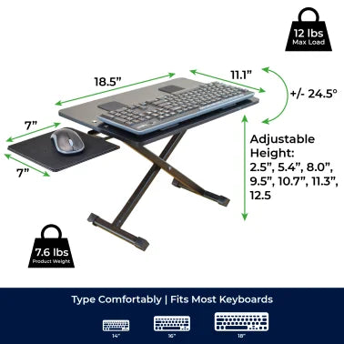 Uncaged Ergonomics® KT3 Computer Keyboard Riser Stand for Desk