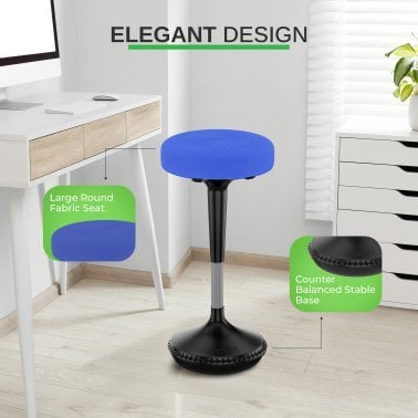 Uncaged Ergonomics® Wobble Stool® Adjustable-Height Standing Desk and Balance Stool (Blue)