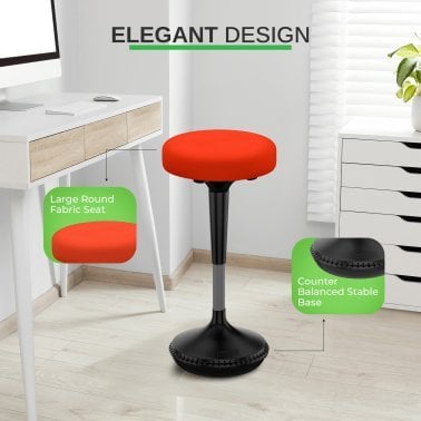 Uncaged Ergonomics® Wobble Stool® Adjustable-Height Standing Desk and Balance Stool (Red)