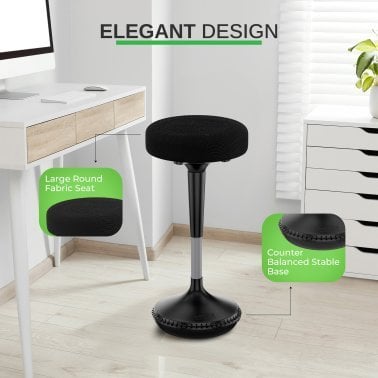 Uncaged Ergonomics® Wobble Stool® Adjustable-Height Standing Desk and Balance Stool (Black)