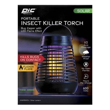 PIC® Flickering Flame Solar Portable Bug Zapper Insect Killer Torch Lantern