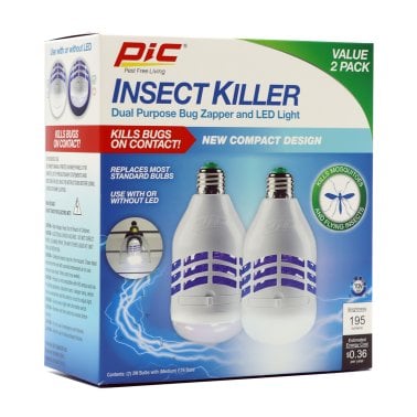 PIC® Dual-Purpose Bug Zapper and LED Light Bulb, 2 Count