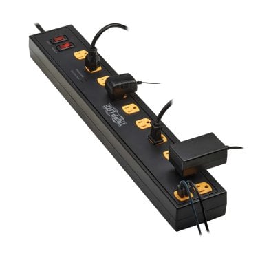 Tripp Lite® by Eaton® Protect It!® 1,350-Joules Surge Protector with 2 Swivel Light Bars, 10 Outlets with 4 USB Ports, 6-Ft. Cord, TLP1006USB