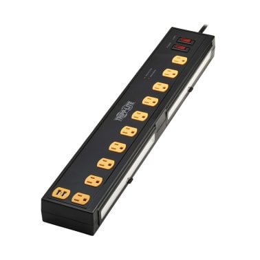 Tripp Lite® by Eaton® Protect It!® 1,350-Joules Surge Protector with 2 Swivel Light Bars, 10 Outlets with 4 USB Ports, 6-Ft. Cord, TLP1006USB