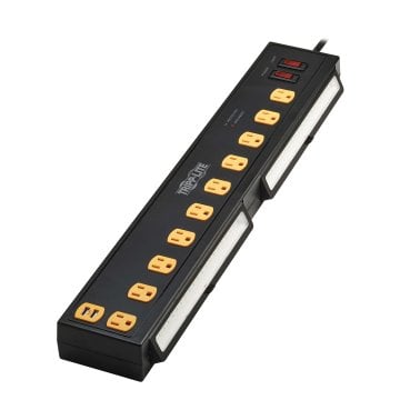 Tripp Lite® by Eaton® Protect It!® 1,350-Joules Surge Protector with 2 Swivel Light Bars, 10 Outlets with 4 USB Ports, 6-Ft. Cord, TLP1006USB