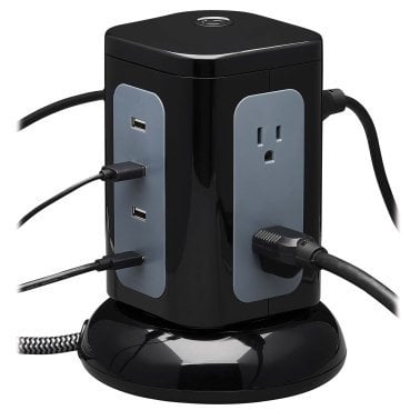 Tripp Lite® by Eaton® Protect It!® 1,800-Joules Surge Protector Tower, 6 Outlets with 4 USB Ports, 8-Ft. Cord, TLP606UCTOWER