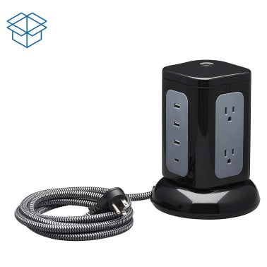 Tripp Lite® by Eaton® Protect It!® 1,800-Joules Surge Protector Tower, 6 Outlets with 4 USB Ports, 8-Ft. Cord, TLP606UCTOWER