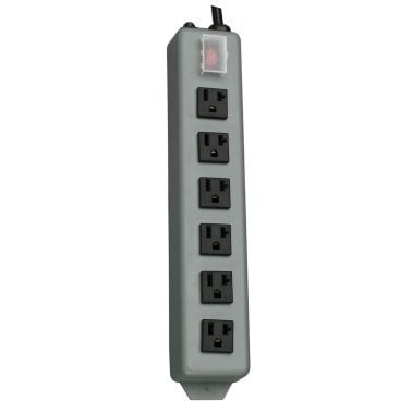 Tripp Lite® by Eaton® Industrial Metal Power Strip, 6 Outlets, 15-Ft. Cord with 5-20P Plug, Bluish Gray, UL620-15