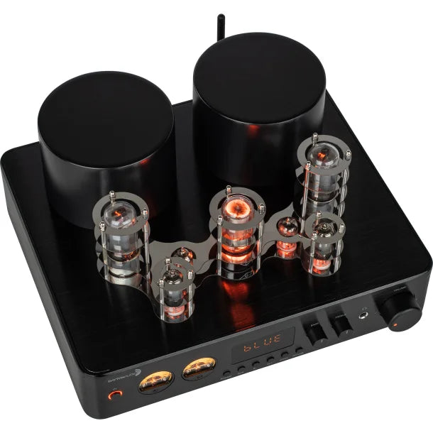 Dayton Audio® HTA200 200-Watt-Continuous Integrated 2.1 Hybrid Tube Amplifier with Bluetooth®, Remote, and Phono Preamp