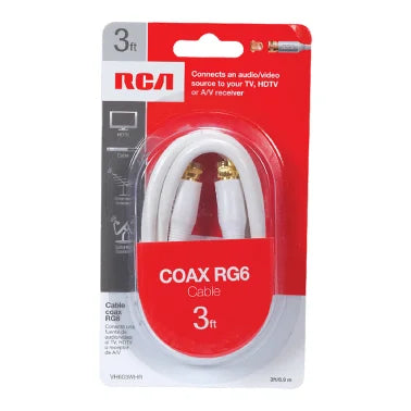 RCA RG6 Coaxial Cable with F-Connectors (3 Ft.; White)