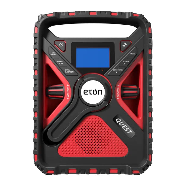 Eton® Quest Bluetooth® Portable Weather Radio with AM/FM/Shortwave/NOAA® Alerts, Flashlight, and Ambient Light, Red and Black