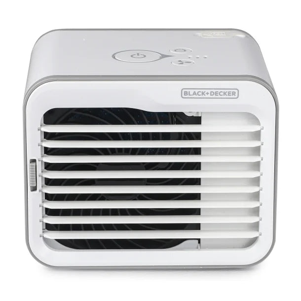 BLACK+DECKER™ BDMC10 3-Speed Portable USB-Powered Desktop Evaporative Air Cooler with Fan, White/Gray