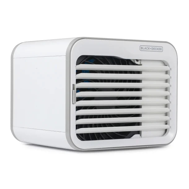 BLACK+DECKER™ BDMC10 3-Speed Portable USB-Powered Desktop Evaporative Air Cooler with Fan, White/Gray