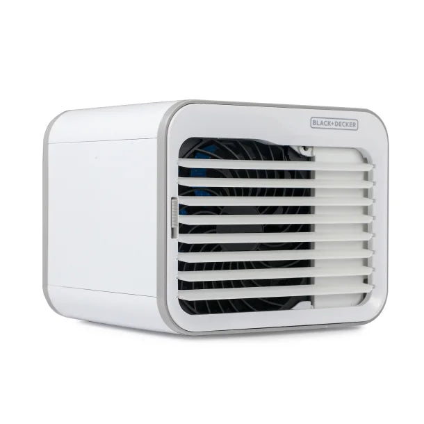 BLACK+DECKER™ BDMC10 3-Speed Portable USB-Powered Desktop Evaporative Air Cooler with Fan, White/Gray