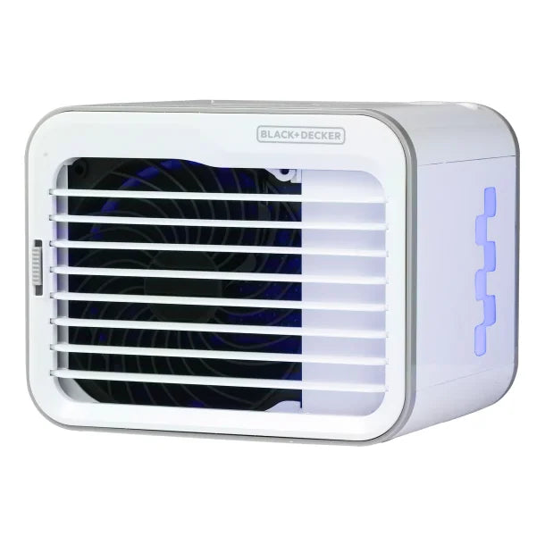 BLACK+DECKER™ BDMC10 3-Speed Portable USB-Powered Desktop Evaporative Air Cooler with Fan, White/Gray