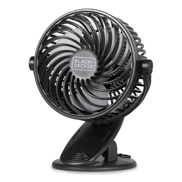 BLACK+DECKER™ BFDC42PK 4-In. 3-Speed Portable USB-Powered Convertible Clip Fan, Black, 2 Count