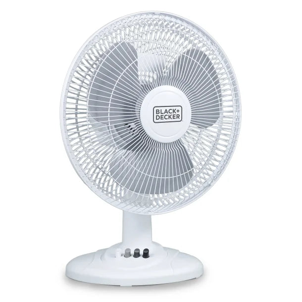 BLACK+DECKER™ BFDT12SW 12-In. 3-Speed Oscillating Portable Table Fan, White