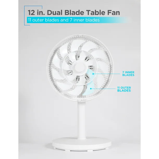 BLACK+DECKER™ BFDTD12VW 12-In. 3-Speed Oscillating Portable Dual-Blade Table Fan with Remote, White