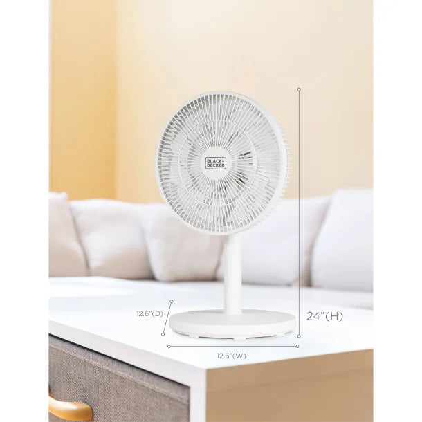 BLACK+DECKER™ BFDTD12VW 12-In. 3-Speed Oscillating Portable Dual-Blade Table Fan with Remote, White