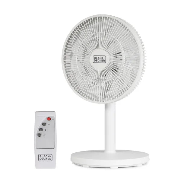 BLACK+DECKER™ BFDTD12VW 12-In. 3-Speed Oscillating Portable Dual-Blade Table Fan with Remote, White