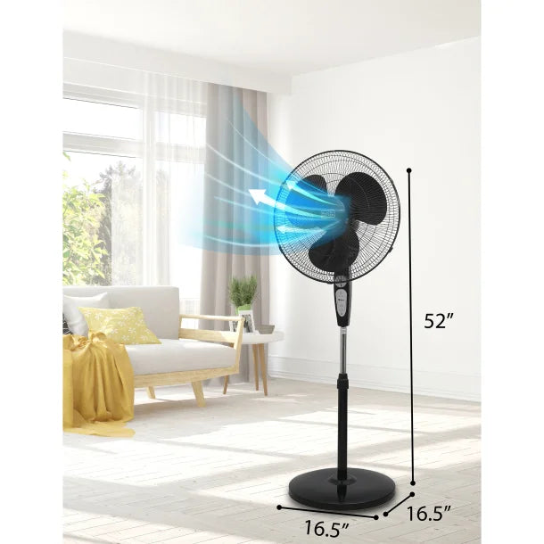 BLACK+DECKER™ BFSR18B 18-In. 3-Speed Oscillating Portable Stand Fan with Remote, Black