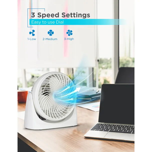 BLACK+DECKER™ BFTU107W 7-In. 3-Speed Portable Turbo Table Fan with Adjustable Tilt, White