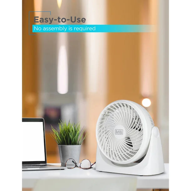 BLACK+DECKER™ BFTU107W 7-In. 3-Speed Portable Turbo Table Fan with Adjustable Tilt, White