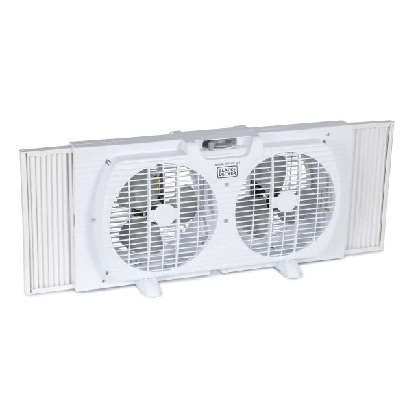 BLACK+DECKER™ BFW9M 9-In. 2-Speed Twin Window Fan with Adjustable Side Panels, White