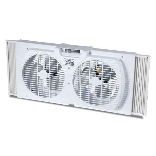 BLACK+DECKER™ BFW9M 9-In. 2-Speed Twin Window Fan with Adjustable Side Panels, White