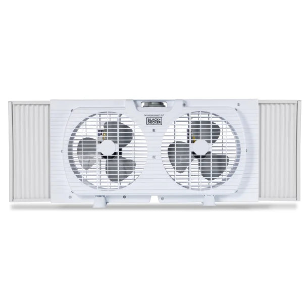 BLACK+DECKER™ BFW9M 9-In. 2-Speed Twin Window Fan with Adjustable Side Panels, White