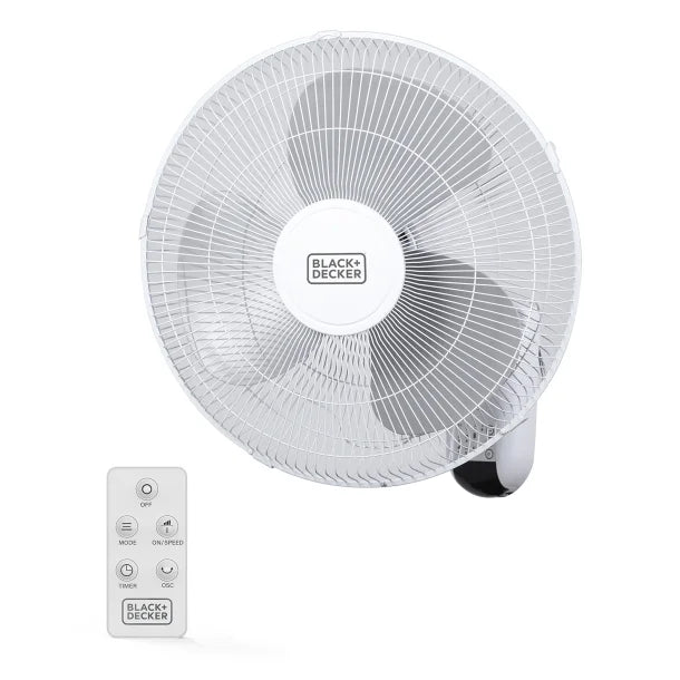 BLACK+DECKER™ BFWL16R 16-In. 3-Speed Oscillating Wall Fan with Remote, White