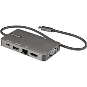 USB-C Multiport Adapter, USB C to 4K HDMI or VGA, USB Type-C Mini Dock, 100W PD Passthrough, 3x USB 3.0, GbE, 12" Long Cable 