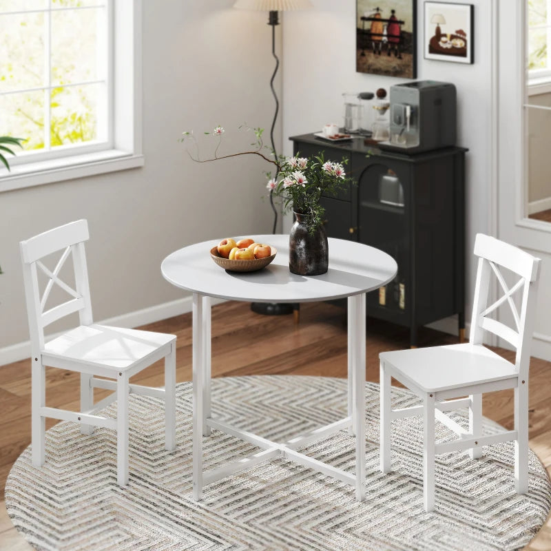 Wooden Dining Chairs Set of 2, Kitchen Chairs with Cross Back, Solid Structure for Living Room and Dining Room, White
