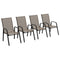 Outsunny Set of 4 Outdoor Dining Chairs, Heavy Duty Stackable Patio Dining Set with Armrests for Balcony Garden, Grey