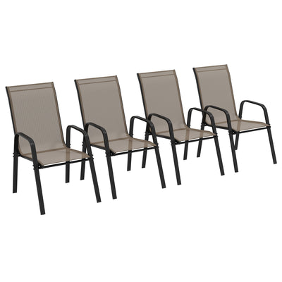 Outsunny Set of 4 Outdoor Dining Chairs, Heavy Duty Stackable Patio Dining Set with Armrests for Balcony Garden, Grey 