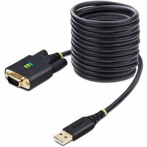 10ft (3m) USB to Serial Adapter Cable, COM Retention, FTDI, DB9 RS232, Interchangeable DB9 Screws/Nuts, Windows/macOS/Linux 