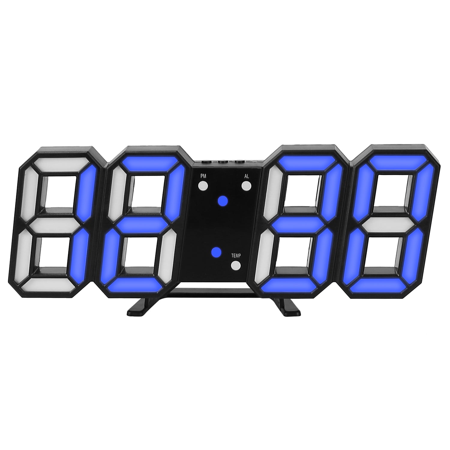 3D LED Digital Wall Clock Sound Control Table Desk Alarm Clock w/ 3 Auto Adjustable Brightness Snooze Date Temperature 12/24Hr Time Display For Office 