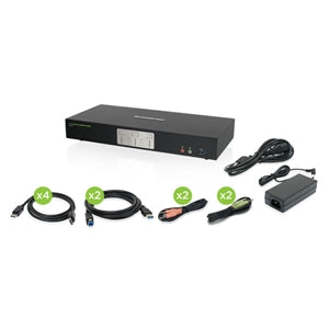 IOGEAR 2-Port 4K Dual View DisplayPort KVMP with USB 3.0 Hub and Audio (TAA) 