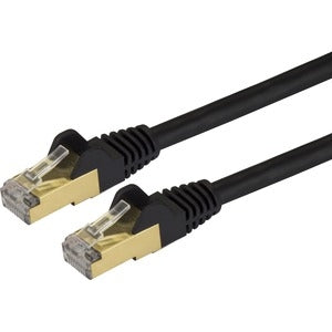 2ft CAT6a Ethernet Cable - 10 Gigabit Category 6a Shielded Snagless 100W PoE Patch Cord - 10GbE Black UL Certified Wiring/TIA 