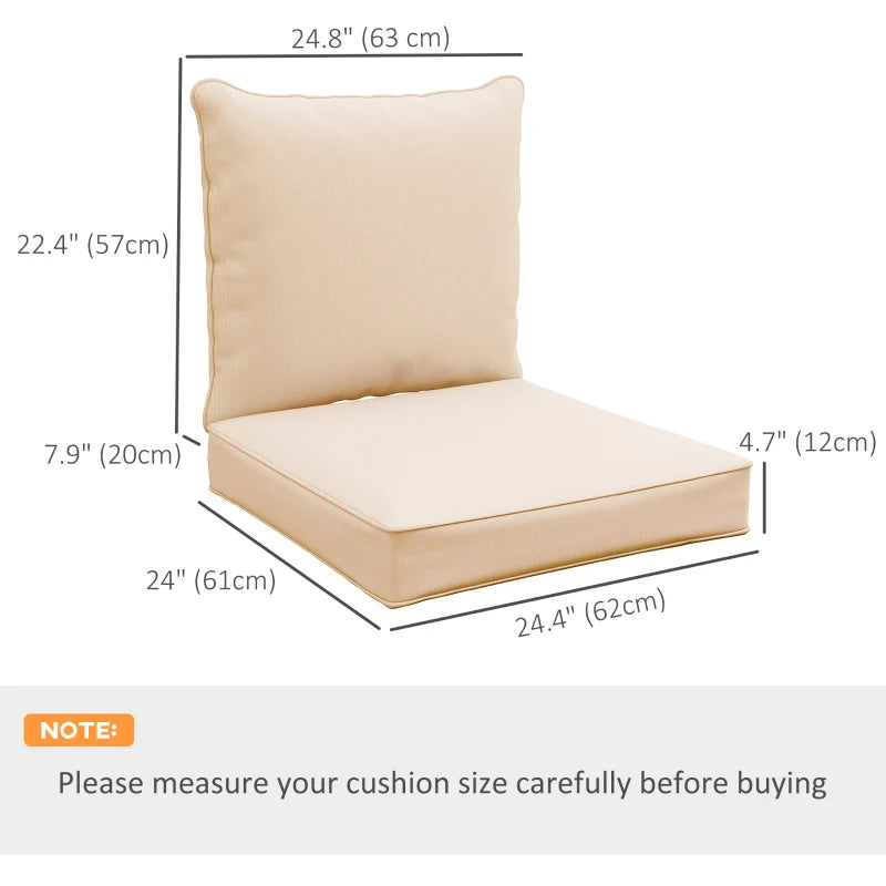 Patio Chair Cushions, Thick Deep Seat Outdoor Seat Cushion with Back Cushion, Beige
