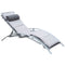 Outsunny Patio Tanning Chair with Cushion Grey Aluminum 5-Level Adjustable Backrest and Head Pillow