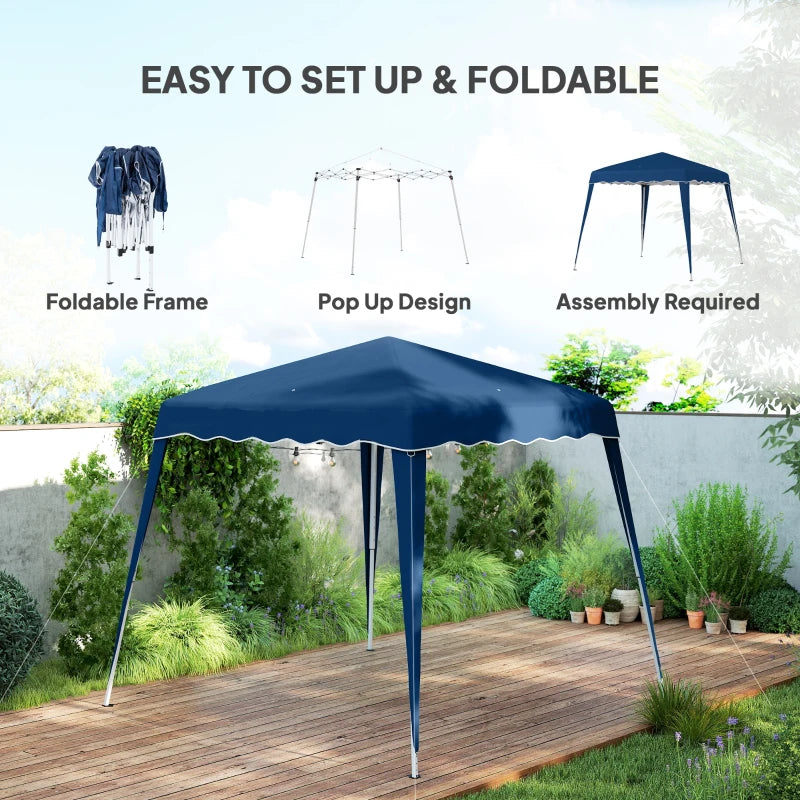 8' x 8' Pop Up Canopy, Outdoor Foldable Tent, Portable Canopy Tent with Carrying Bag for Camping, Party, Picnic, Blue