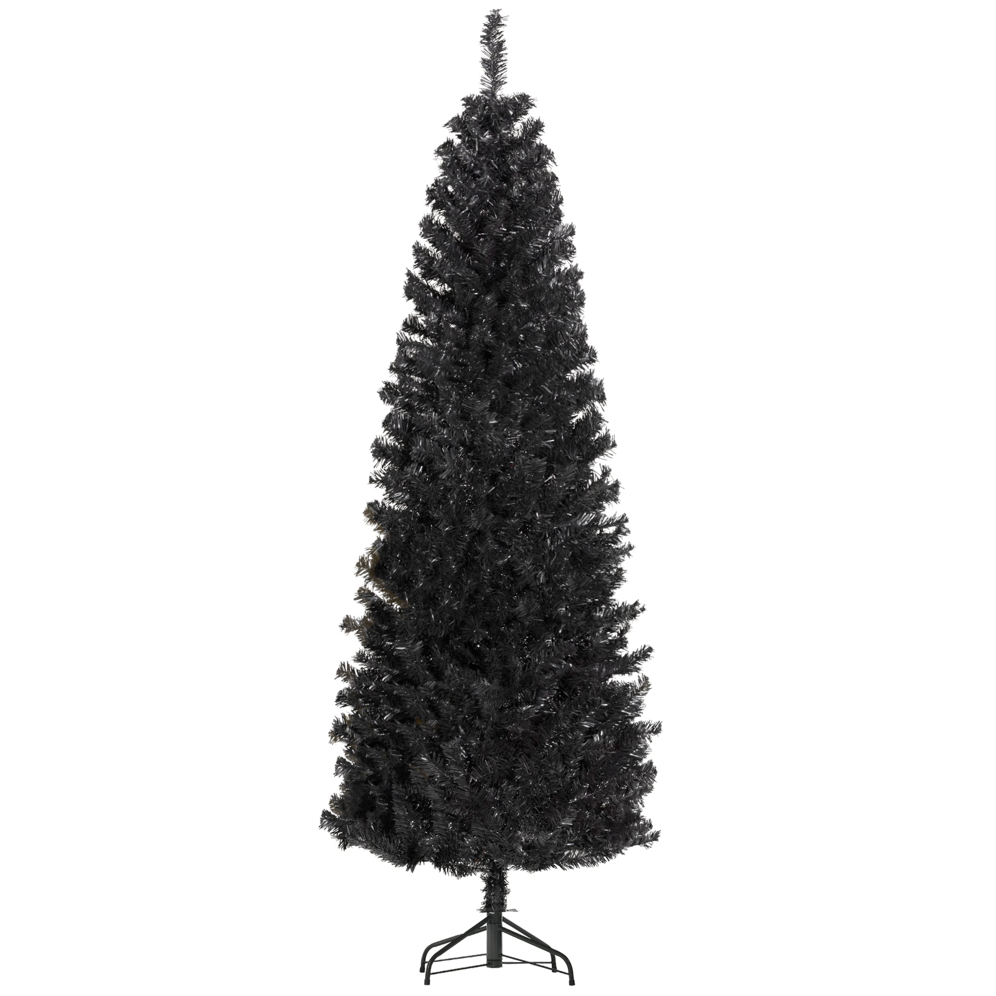 HOMCOM 7FT Pencil Christmas Tree, Artificial Christmas Tree with Automatic Open for Home Party, Black 