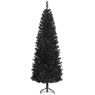 HOMCOM 7FT Pencil Christmas Tree, Artificial Christmas Tree with Automatic Open for Home Party, Black 