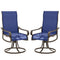 Patio Dining Chairs Set of 2, 360° Swivel Rocking Outdoor Chairs with Armrests, Breathable Mesh, Navy Blue