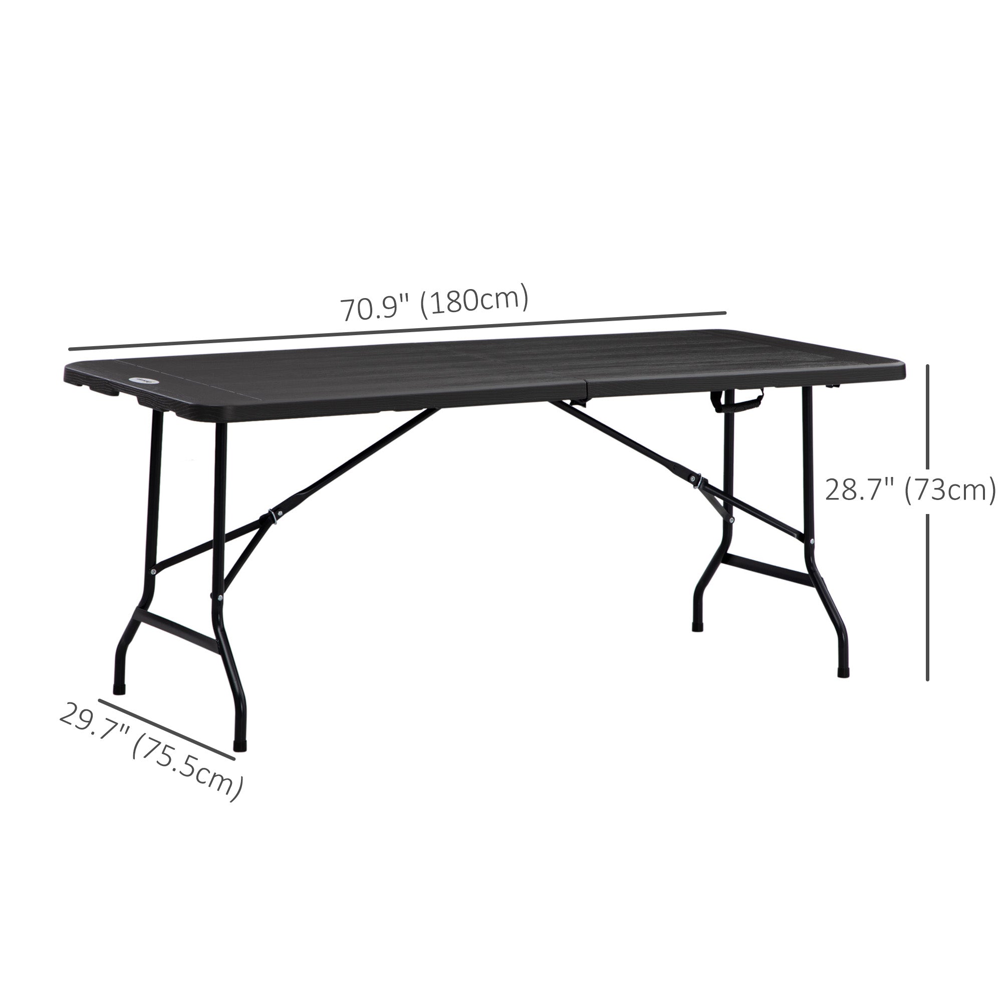 Outsunny Foldable Patio Dining Table for 6, Rectangular Outdoor Table for Garden Lawn Backyard, Dark Grey 