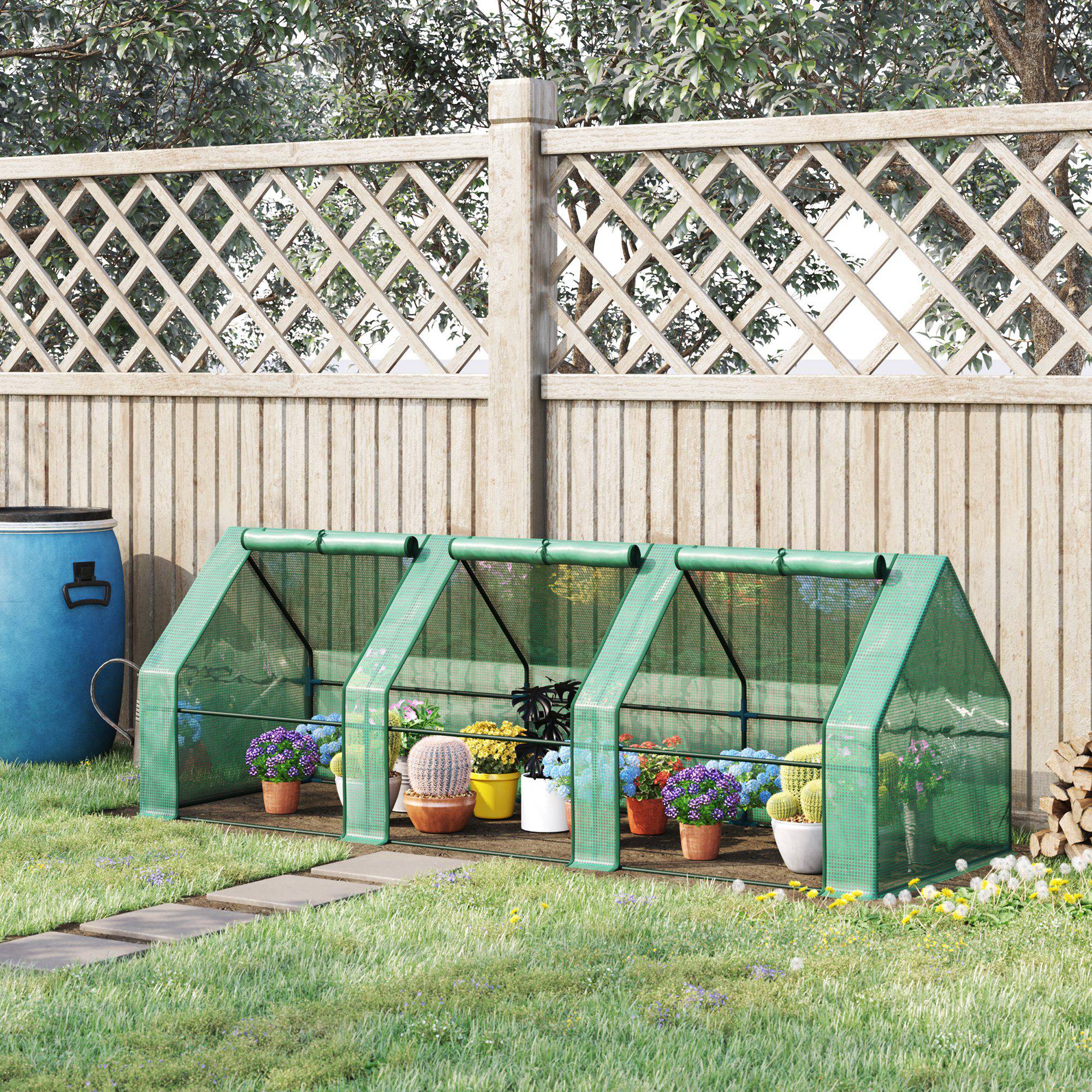 Outsunny Portable Mini Tunnel Greenhouse 106" Zippered Doors for Plants Flowers PE Cover Grow Vegetables Climate Green 