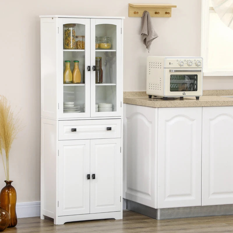 63" 4-Door Kitchen Pantry Cabinet, Freestanding Storage Cabinet Cupboard with Adjustable Shelves, White