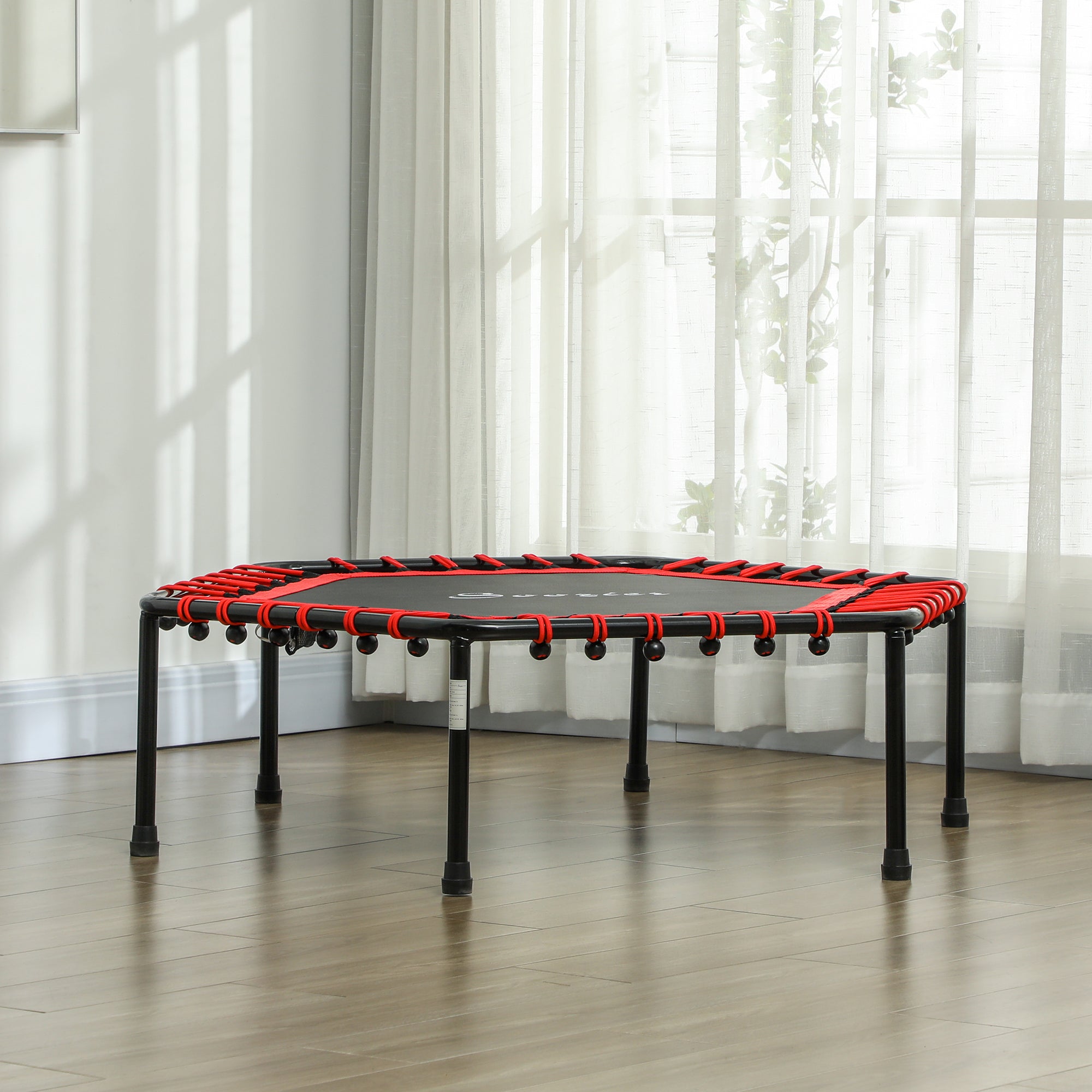 Soozier 45" Rebounder Trampoline for Adult, Quiet Bungee Rebounder with LED Lights Remote Control, Red 